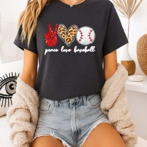 Awesome Peace Love Baseball T-Shirt