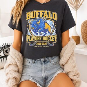 Buffalo Sabres Playoffs Hockey 2025-2026 Battle For The Cup Mascot T-Shirt