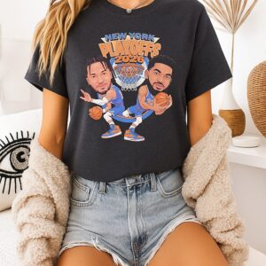 New York Knicks Jalen Brunson And Karl-Anthony Towns 2026 NBA Playoffs Caricature T-Shirt
