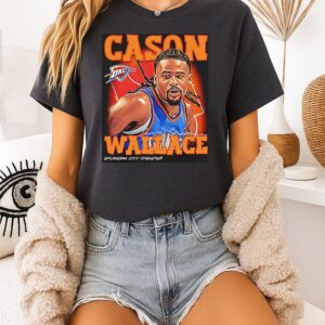 Oklahoma City Thunder Cason Wallace 2026 NBA Signature Airbrush T-Shirt