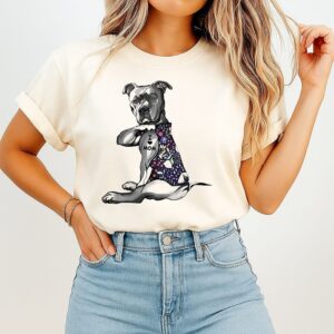 Pitbull Tattoo I Love Mom T-Shirt