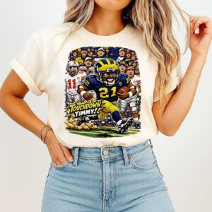 Tim Biakabutuka Touchdown Timmy Caricature Michigan Wolverines T-Shirt