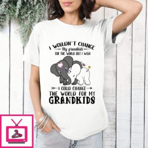 Elephant I Wouldn’t Change My Grandkids For The World But I Wish I Could Change The World For My Grandkids T-Shirt