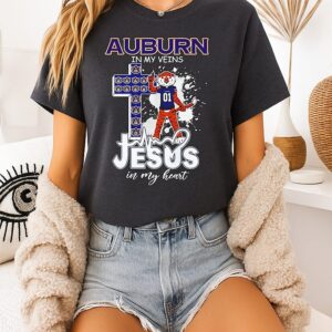 Auburn Tigers X Jesus In My Veins Jesus In My Heart Mascot 2026 T-Shirt