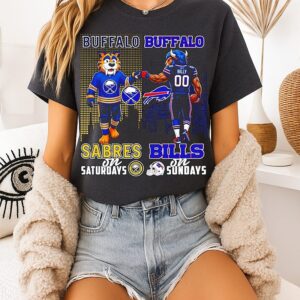 Buffalo Sabres On Saturdays And Buffalo Bills On Sunday Mascot Skyline T-Shirt