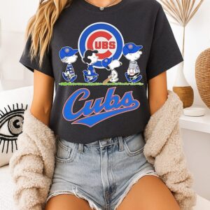 Chicago Cubs Baseball X Peanuts Snoopy And Friends Abbey Road T-Shirt