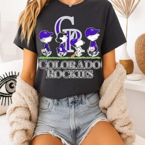 Colorado Rockies Baseball X Peanuts Snoopy And Friends Abbey Road T-Shirt
