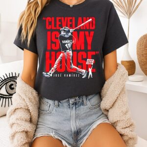Jose Ramirez Cleveland Is My House Slugger Swing T-Shirt