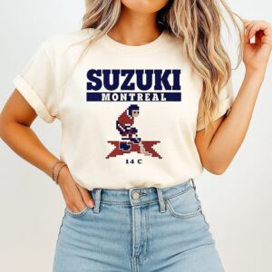 Nick Suzuki 14 C Montreal Canadiens Hockey Player Pixel Art T-Shirt