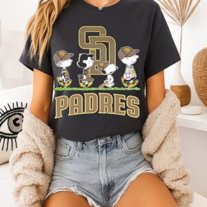 San Diego Padres Baseball X Peanuts Snoopy And Friends Abbey Road T-Shirt
