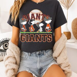 San Francisco Giants Baseball X Peanuts Snoopy And Friends Abbey Road T-Shirt