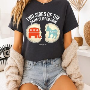 Two Sides Of The Same Clipped Coin Republican Elephant And Democratic Donkey T-Shirt