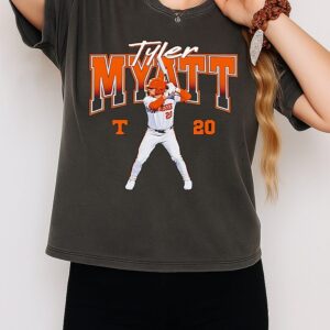 Tyler Myatt 20 Tennessee Volunteers Baseball Team Logo T-Shirt