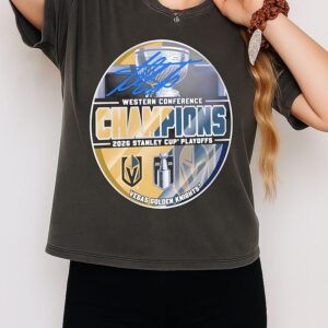 Adin Hill Vegas Golden Knights 2026 Western Conference Champions Autographed T-Shirt