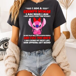 Angel I Am A Grumpy Woman I Am Who I Am I Have Anger Issues Thin Patience T-Shirt