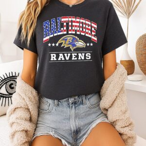 Baltimore Ravens NFL 1776-2026 250 Years 4th Of July American Flag T-Shirt
