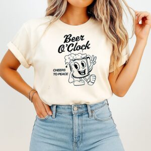 Beer O’clock Cheers To Peace Cartoon Funny T-Shirt