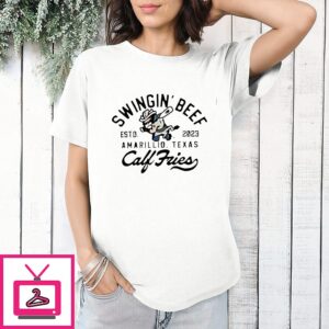 Calf Fries Swingin Beef Amarillio Texas Baseball T-Shirt