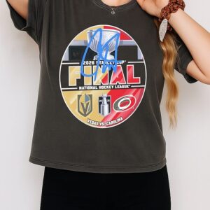Carter Hart Carolina Hurricanes Vs Vegas Golden Knights 2026 Stanley Cup Final Autographed Matchup T-Shirt