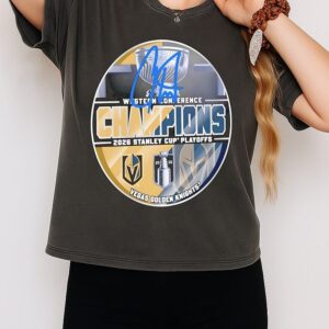 Carter Hart Vegas Golden Knights 2026 Western Conference Champions Autographed T-Shirt