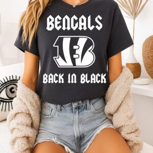 Cincinnati Bengals Back In Black Rugby Logo T-Shirt