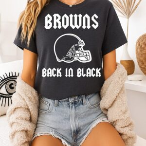 Cleveland Browns Back In Black Rugby Logo T-Shirt