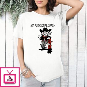 Cowboy Cat Smoking My Purrsonal Space Cartoon T-Shirt