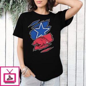 Dallas Cowboys And Arkansas Razorbacks Two Teams One Heart Scratch T-Shirt