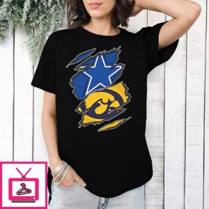Dallas Cowboys And Iowa Hawkeyes Two Teams One Heart Scratch T-Shirt