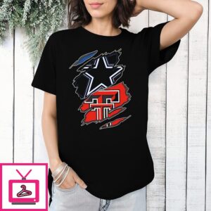 Dallas Cowboys And Texas Tech Red Raiders Two Teams One Heart Scratch T-Shirt