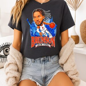 Jalen Brunson New York Knicks Statue Of Liberty Cartoon T-Shirt