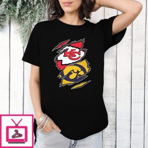 Kansas City Chiefs And Iowa Hawkeyes Two Teams One Heart Scratch T-Shirt
