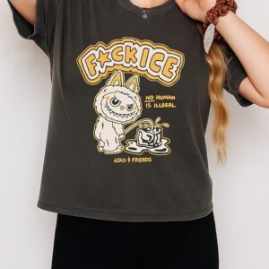 Labubu Fuck Ice No Human Is Illegal T-Shirt