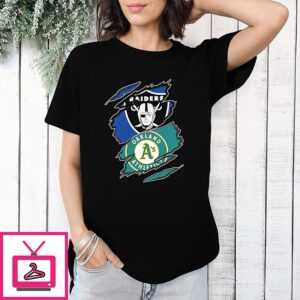 Las Vegas Raiders And Athletics Two Teams One Heart Scratch T-Shirt