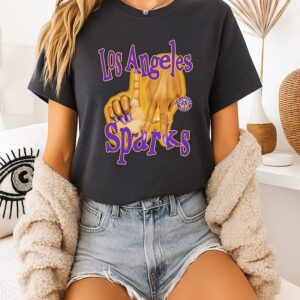Los Angeles Sparks Wnba Finger Gesture La Ink Sketch T-Shirt