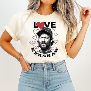 Love Aaron Clayton Kershaw Los Angeles Dodgers Baseball Heart Signature T-Shirt