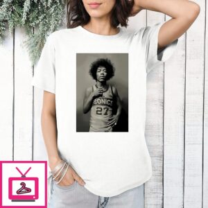 Mitch Johnson Wearing Jimi Hendrix Photo T-Shirt