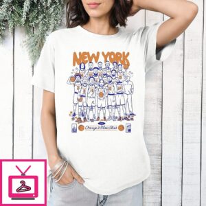 New York Knicks 2026 Orange And Blue Skies Team Cartoon T-Shirt