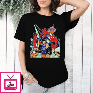 New York Knicks Jalen Brunson And Spider Man Comic T-Shirt