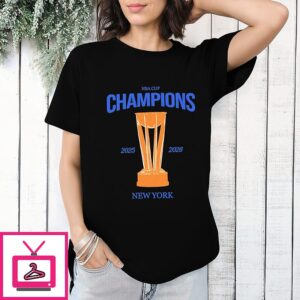 New York Knicks Orange And Blue 2025-2026 NBA Cup Champions T-Shirt