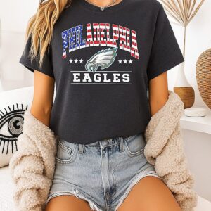 Philadelphia Eagles NFL 1776-2026 250 Years 4th Of July American Flag T-Shirt
