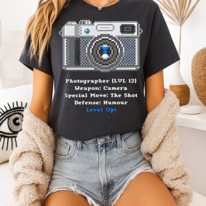 Photographer Lvl 12 Weapon Camera Special Move The Shot Defense Humour Level Up T-Shirt