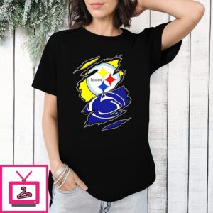 Pittsburgh Steelers And Penn State Nittany Lions Two Teams One Heart Scratch T-Shirt