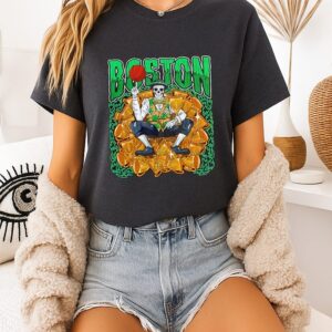 Skeleton Boston Celtics Basketball Trophy Graphic T-Shirt