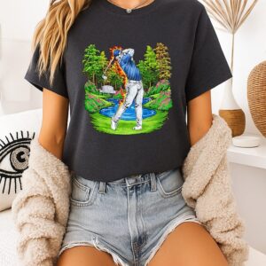 Skeleton Golf Ghost Fire Graphic T-Shirt