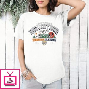 Tennessee Vs Illinois 2025 Liberty Mutual Music City Bowl Helmet Matchup T-Shirt