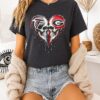 Atlanta Falcons And Georgia Bulldogs Skull Heart T-Shirt
