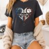 Carolina Panthers And Clemson Tigers Heart Skulls T-Shirt
