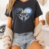 Carolina Panthers And North Carolina Tar Heels Heart Skulls T-Shirt