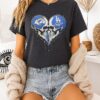 Los Angeles Rams And Los Angeles Dodgers Logo Heart Skulls T-Shirt